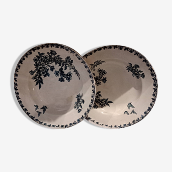 2 assiettes creuses en terre de fer