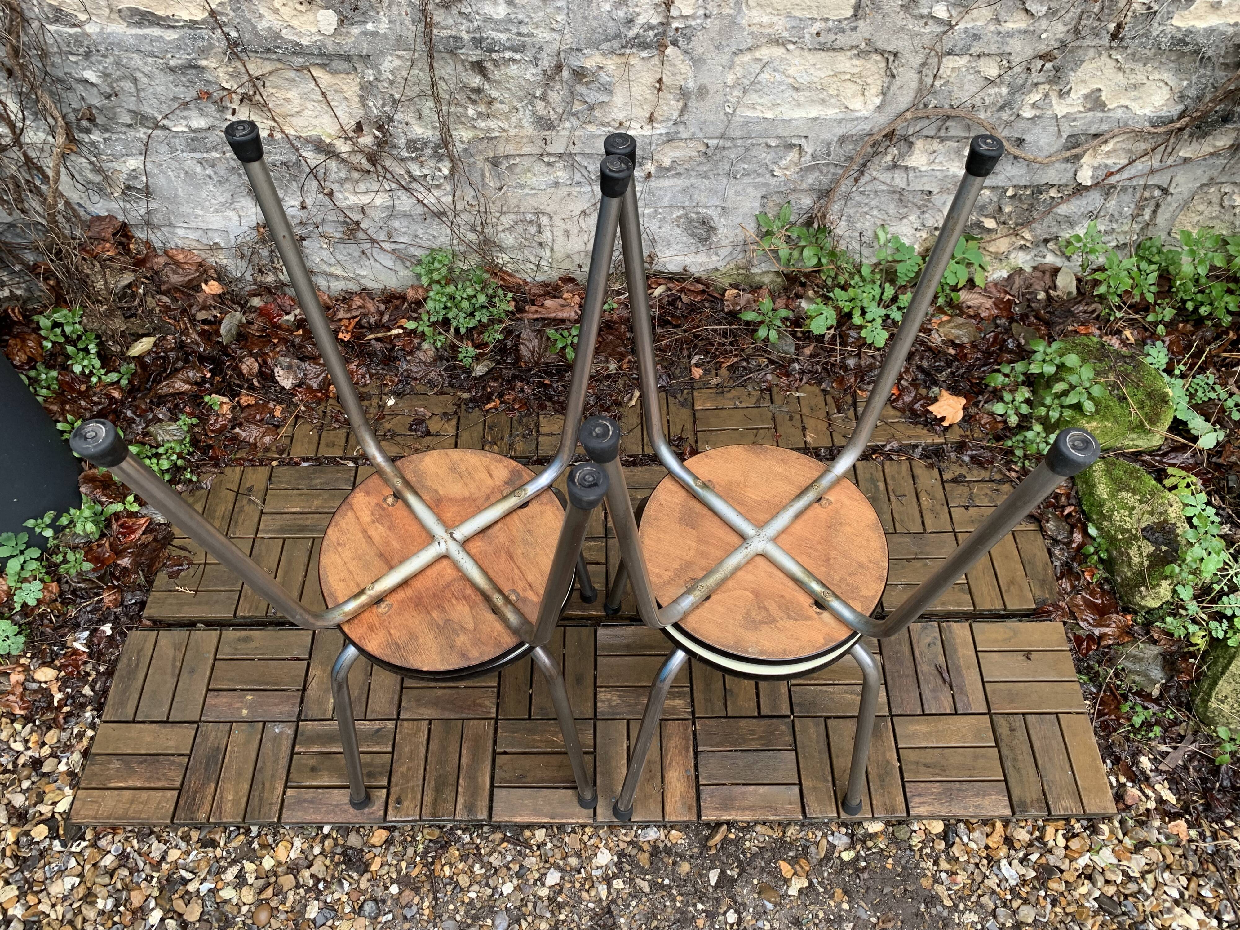 Vintage stackable stools Formica beige 1960