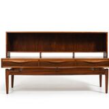 Kurt Østervig Low Walnut Sideboard with Bookcase Top 1950s