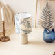 White enamelled mustard pot lamp - fern pattern
