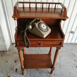 Secrétaire table téléphone en bois vintage