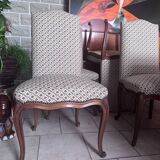 6 chaises Louis XV – tapisserie traditionnelle à ressorts – bois massi