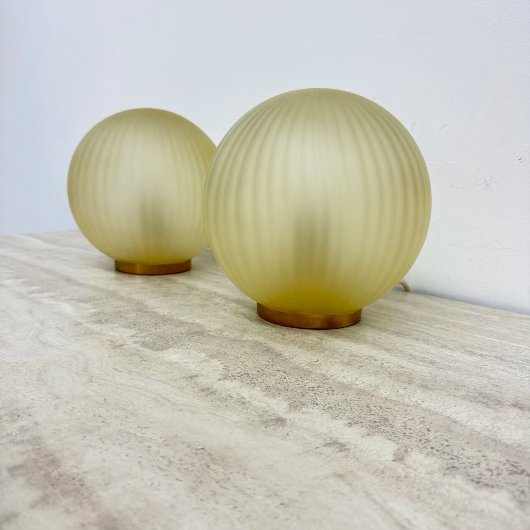 Pair of 2 glass swirl lamps, 1970 Italy