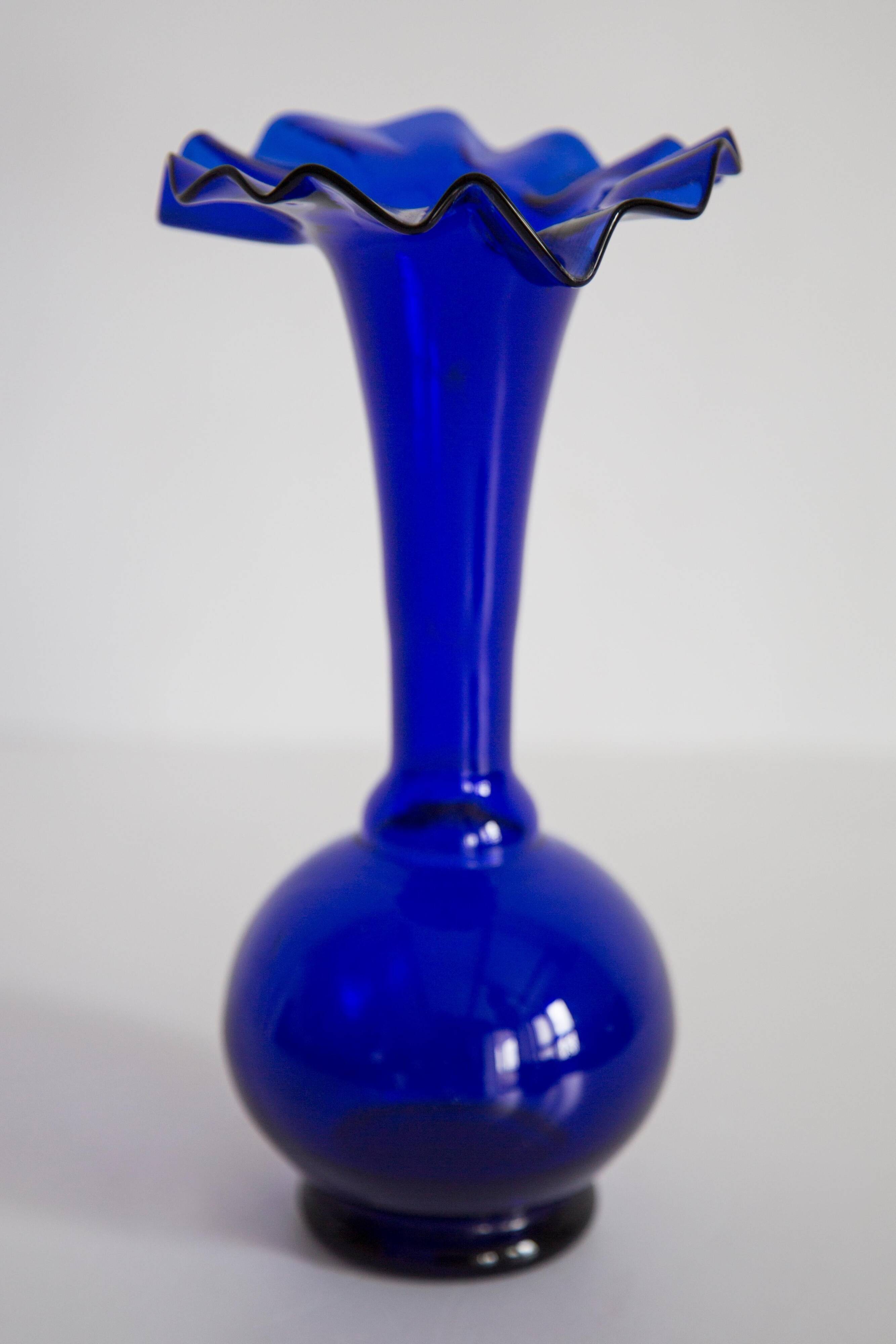 Blue mid-century vase with frills, Europe, 1960s