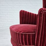 1960s, Danish armchair in cherry-red furniture velour, original condition.