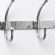 Vintage chrome wall coat rack with 3 double hooks, modernist design.