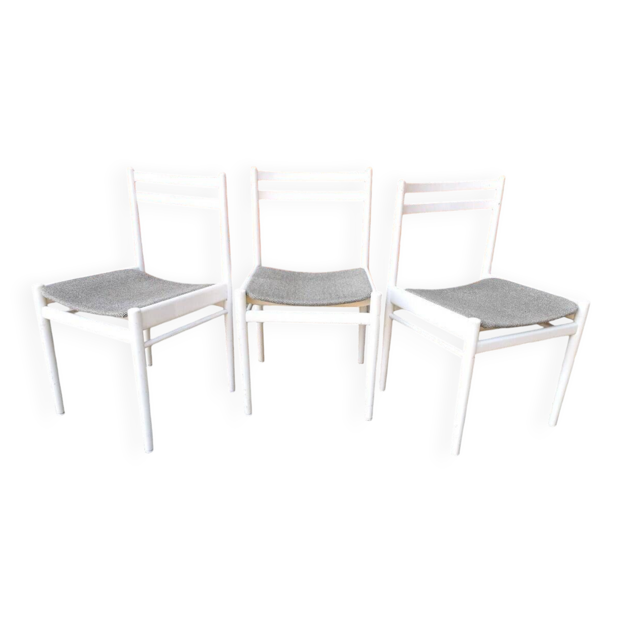 Ensemble de 3 chaises vintage stol kamnik en bois blanc : design scandinave des années 1970