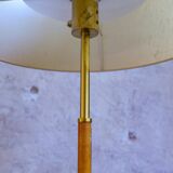 Modern mid-century brass and leather floor lamp Atelje Lyktan, Sweden
