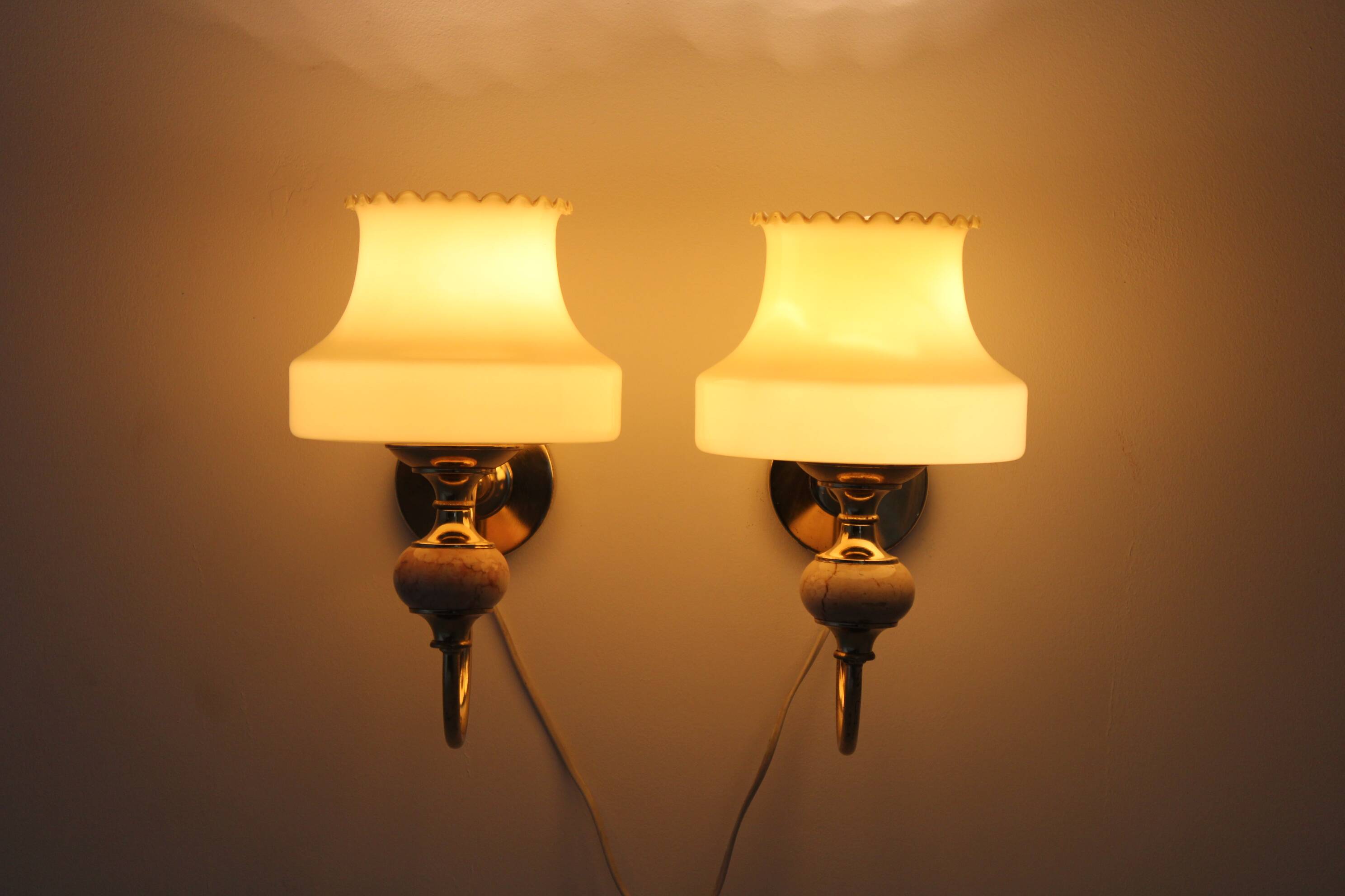 1970s Pair of Wall Lamps, Czechoslovakia