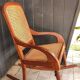 Rocking-chair ancien bois et cannage rotin