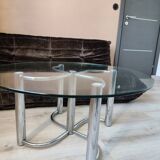 Vintage chrome steel and glass coffee table from Italy from the 70s