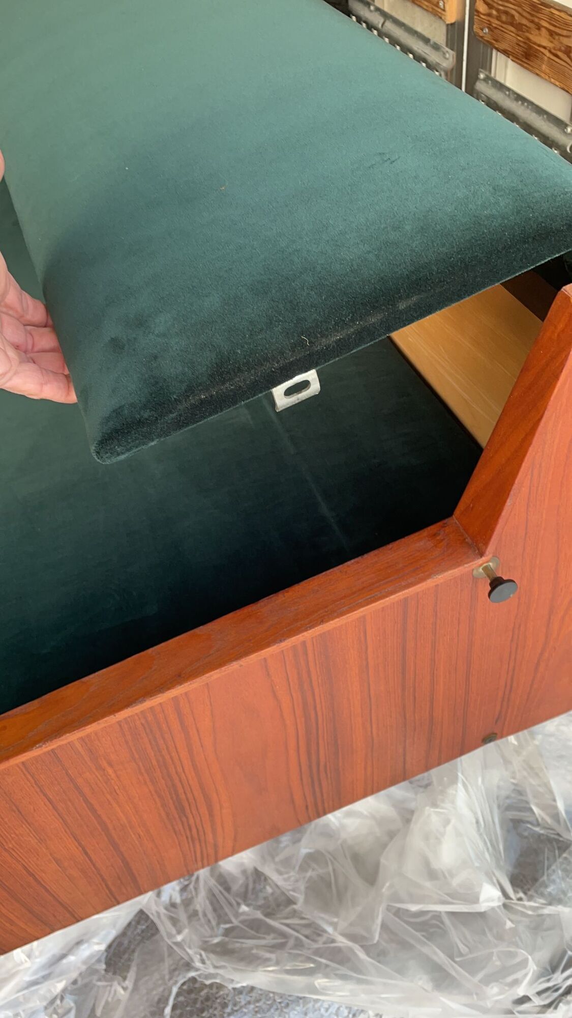 Danish midcentury modern green velvet daybed, 1960s