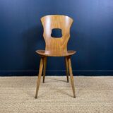 Set of 6 wooden bistro chairs Baumann Gentiane France 1960s