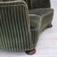 1960s, Danish 2-seater curved sofa, furniture velour, oak wood.