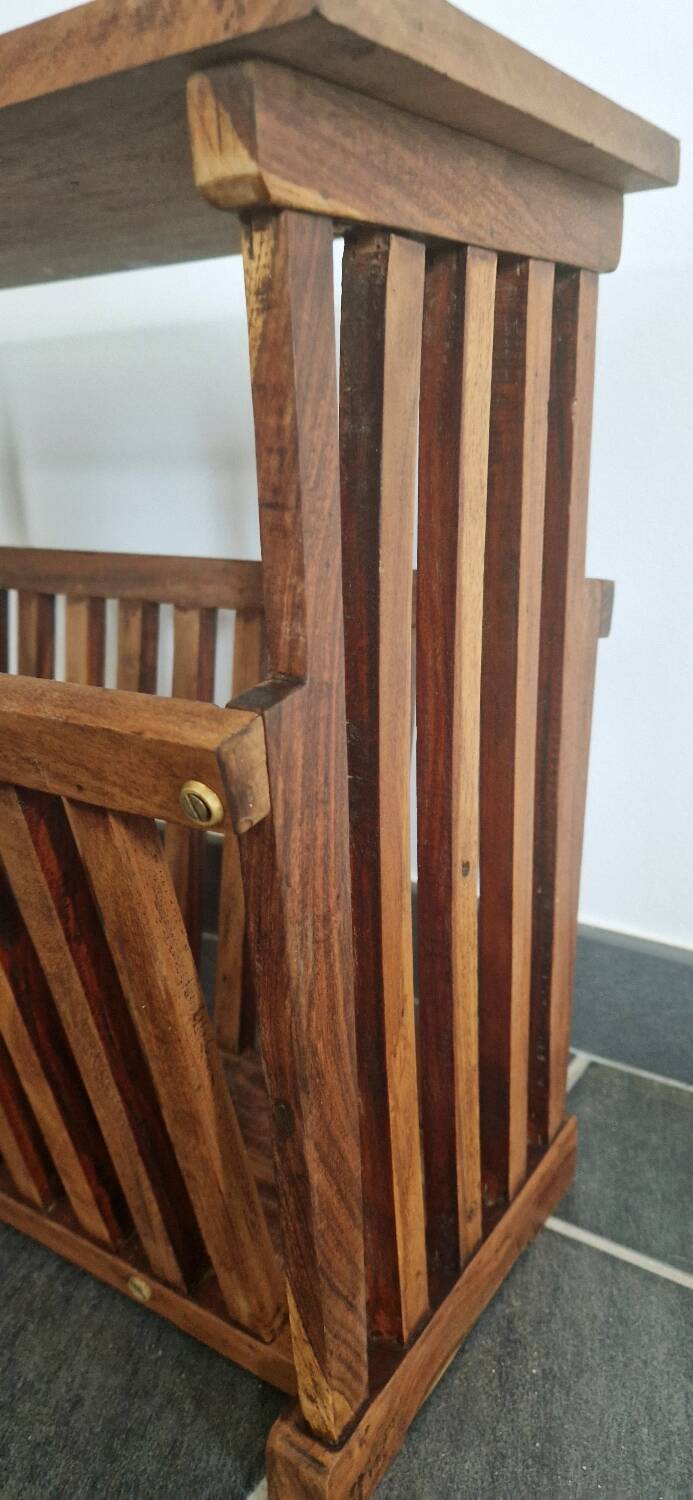 Rosewood and brass magazine stand table