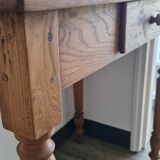 Table à écrire ancienne, bureau en bois massif pieds tournés