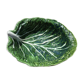 Saladier ou légumier feuille de choux en barbotine verte