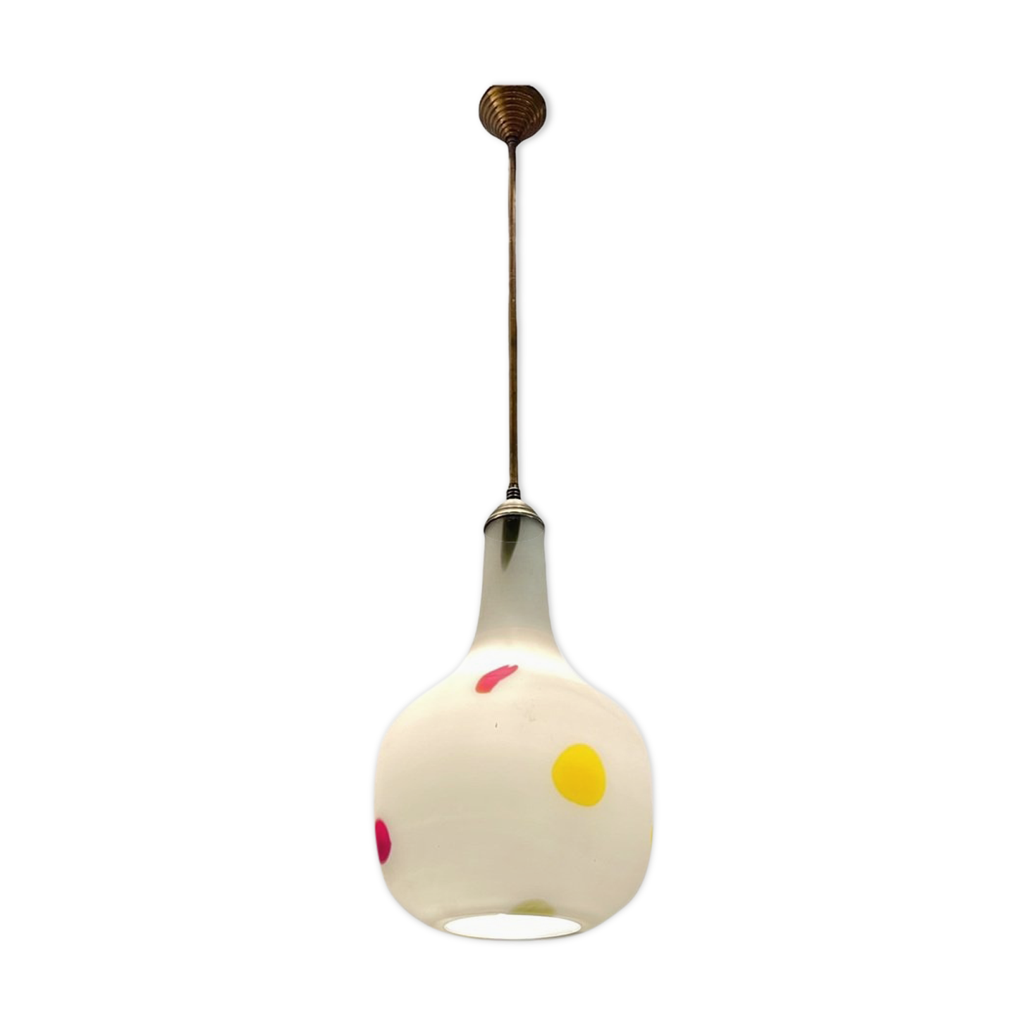 Italian Opaline Glass Pendant Light by De Mayo, 1970s