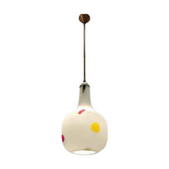 Italian Opaline Glass Pendant Light by De Mayo, 1970s