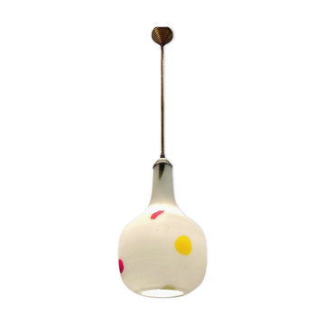 Suspension italienne en verre opalin de De Mayo, années 1970