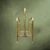 Vintage gold metal magazine rack – minimalist design – 1970s