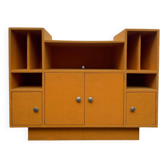 Meuble vinyles en moquette années 70