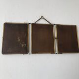 Gold vintage triptych barber mirror, 1920, 27x66cm