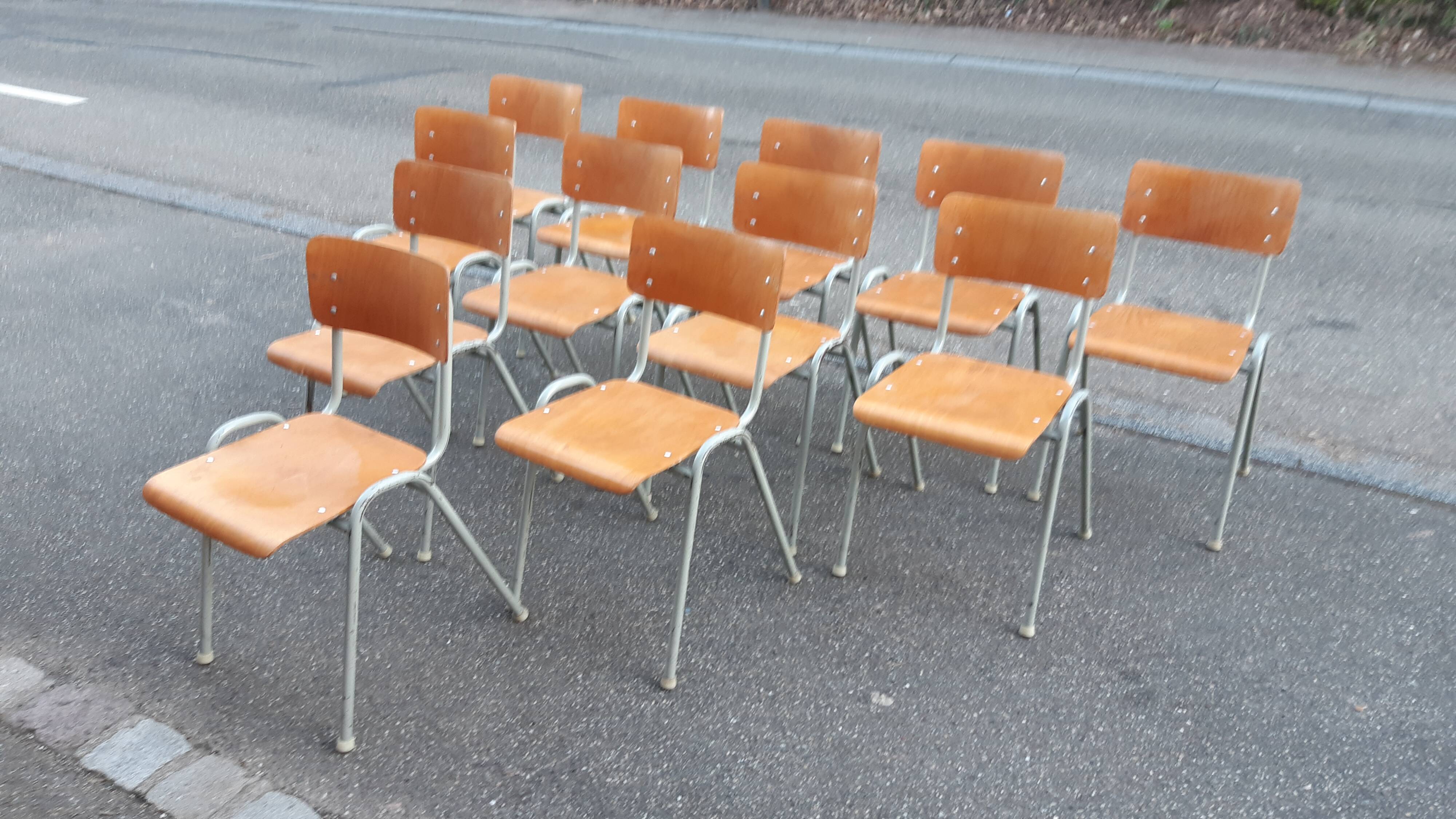 Set of 12 vintage industrial chairs
