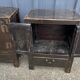 Pair of small accent tables or side tables, lacquered in black from Asia.