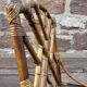pair of garden chairs in bamboo and woven rattan 1950
