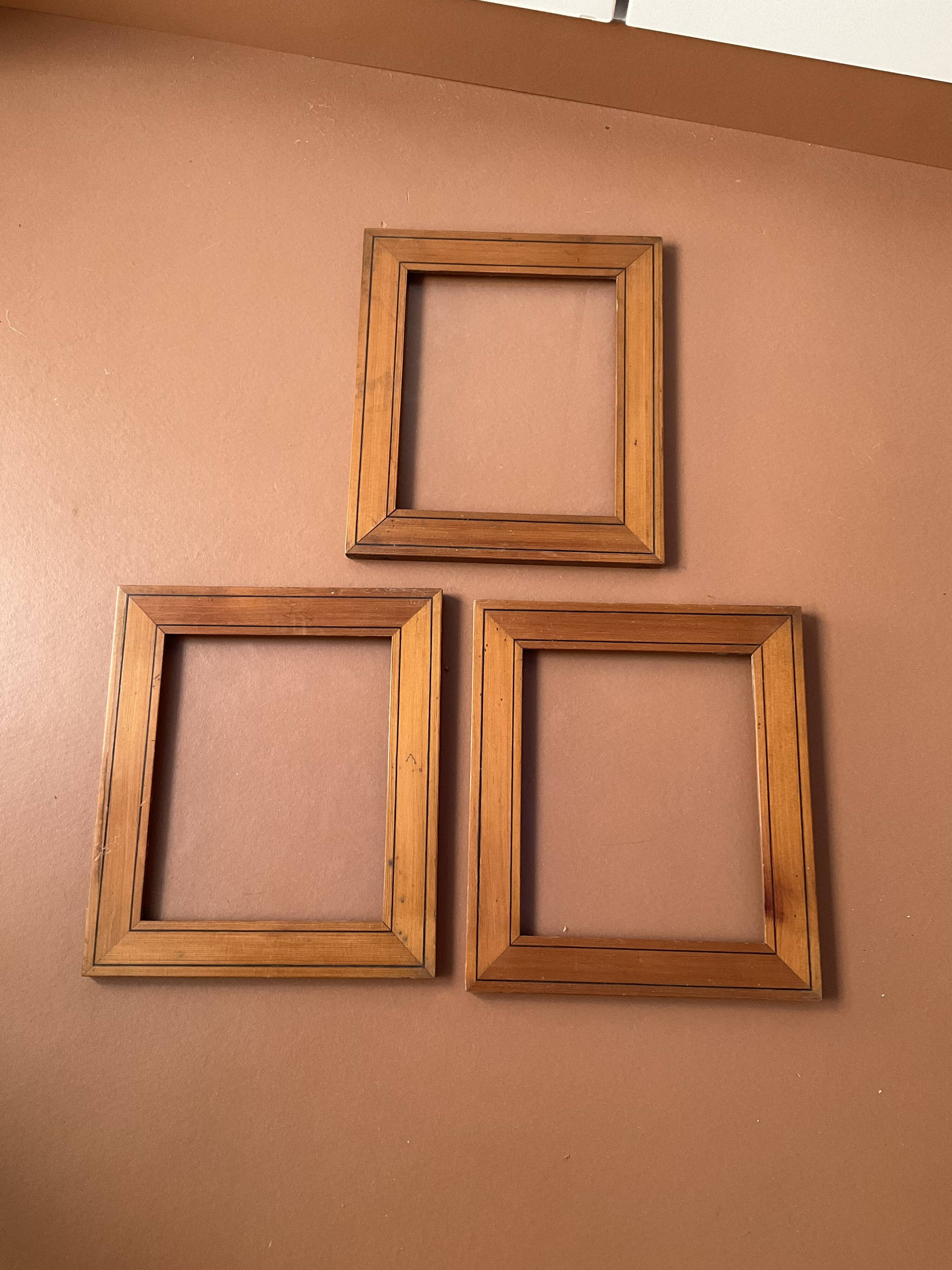 Set of 3 small old wooden frames