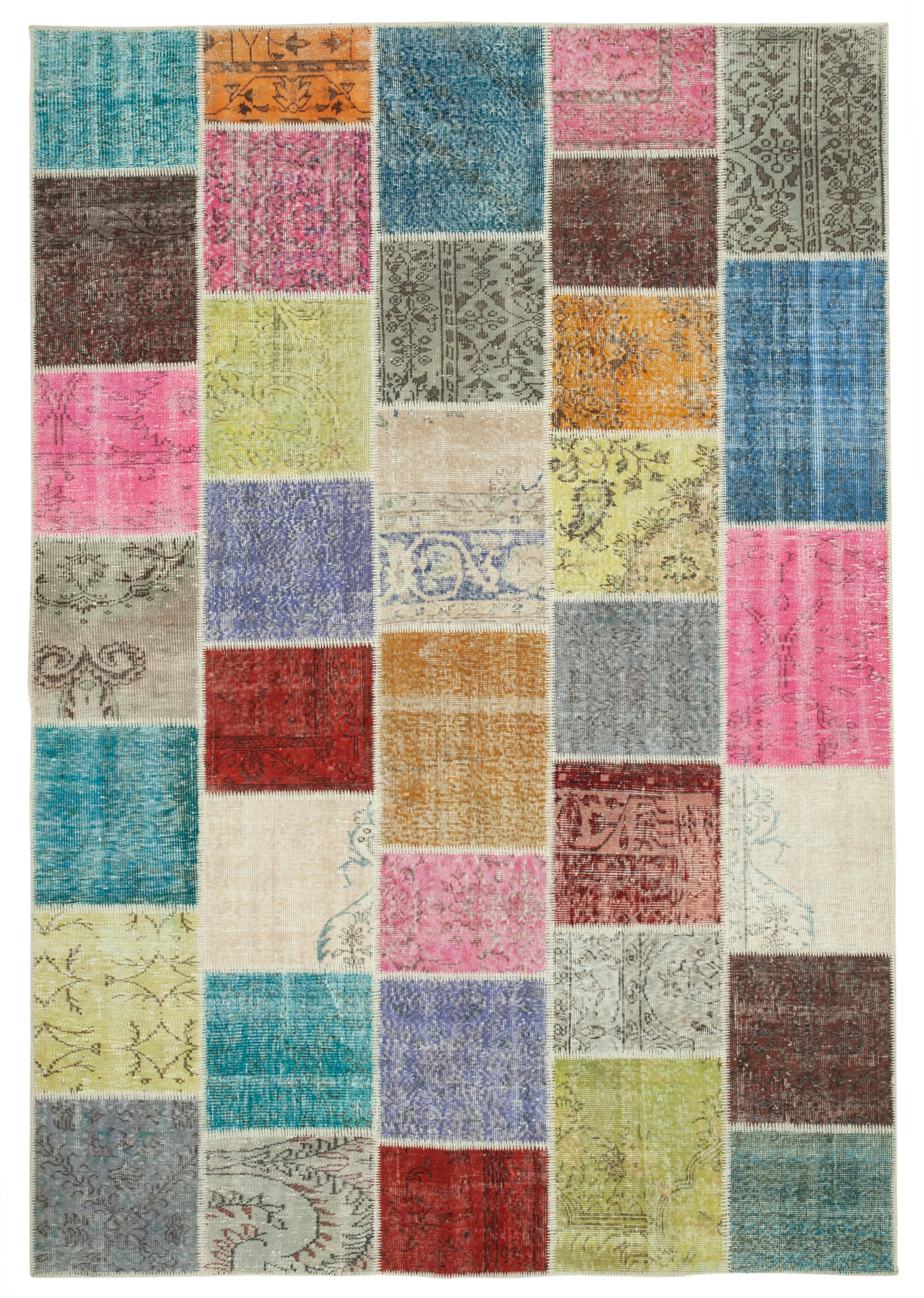 Handmade oriental contemporary 208 cm x 300 cm multicolor patchwork rug