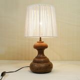 Small wooden lamp and its rope lampshade.
