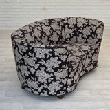 1960s, Danish 2-seater "Banan" sofa, black-white fabric, beech wood.