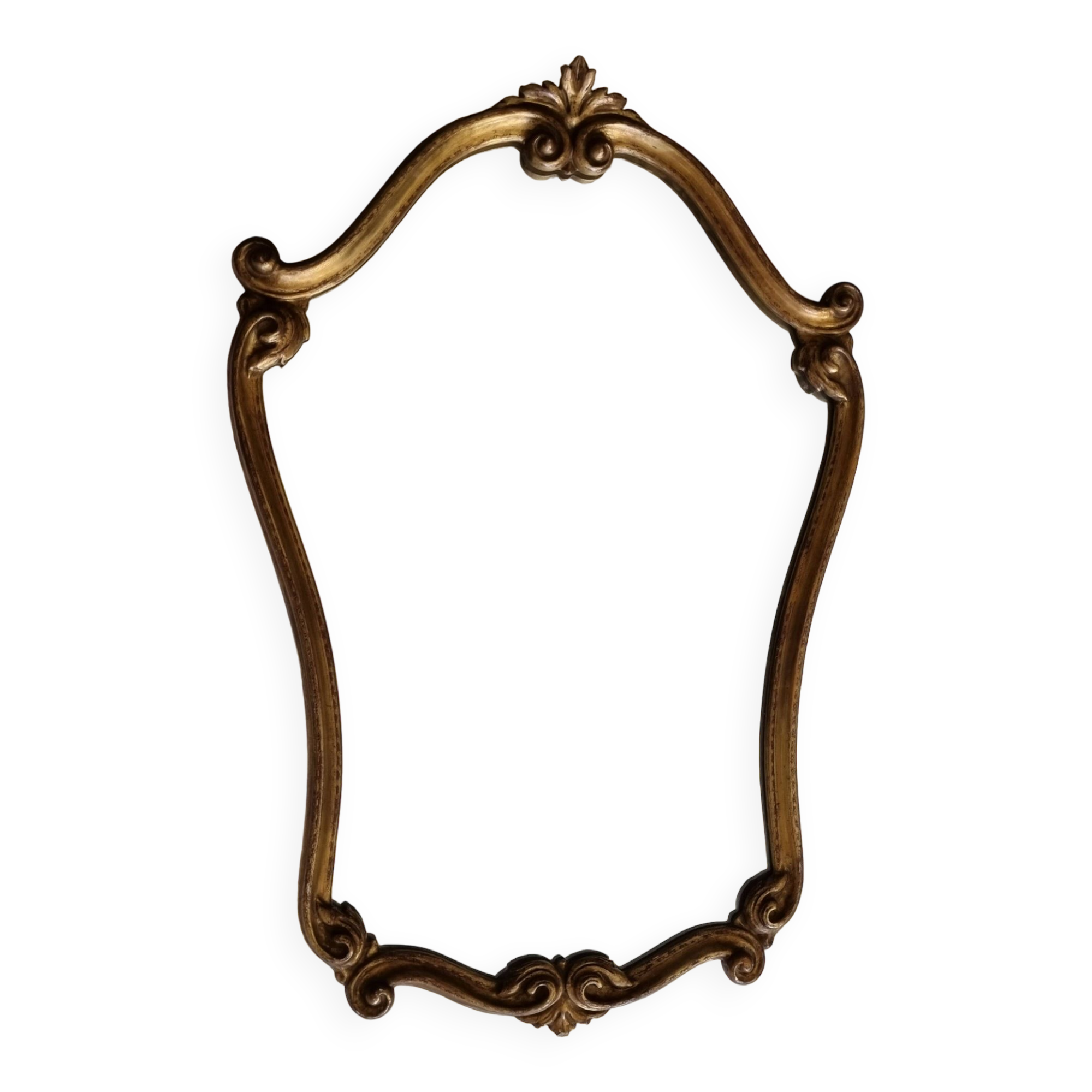 Vintage rocaille style mirror in stucco and wood 80 cm