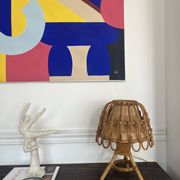 Mid-Century Rattan and Wicker Lamp by Louis Sognot, France, 1960s.