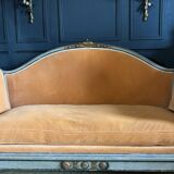 Napoleon iii period sofa in painted and gilded wood with cornucopia decor