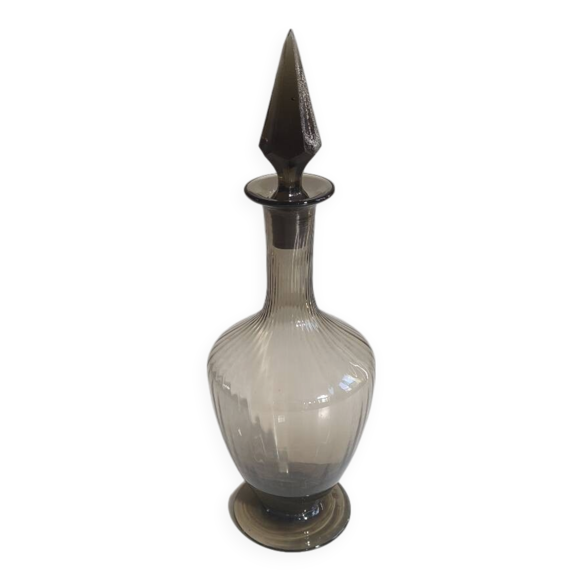 Italian decanter in smoked blown glass 1970
