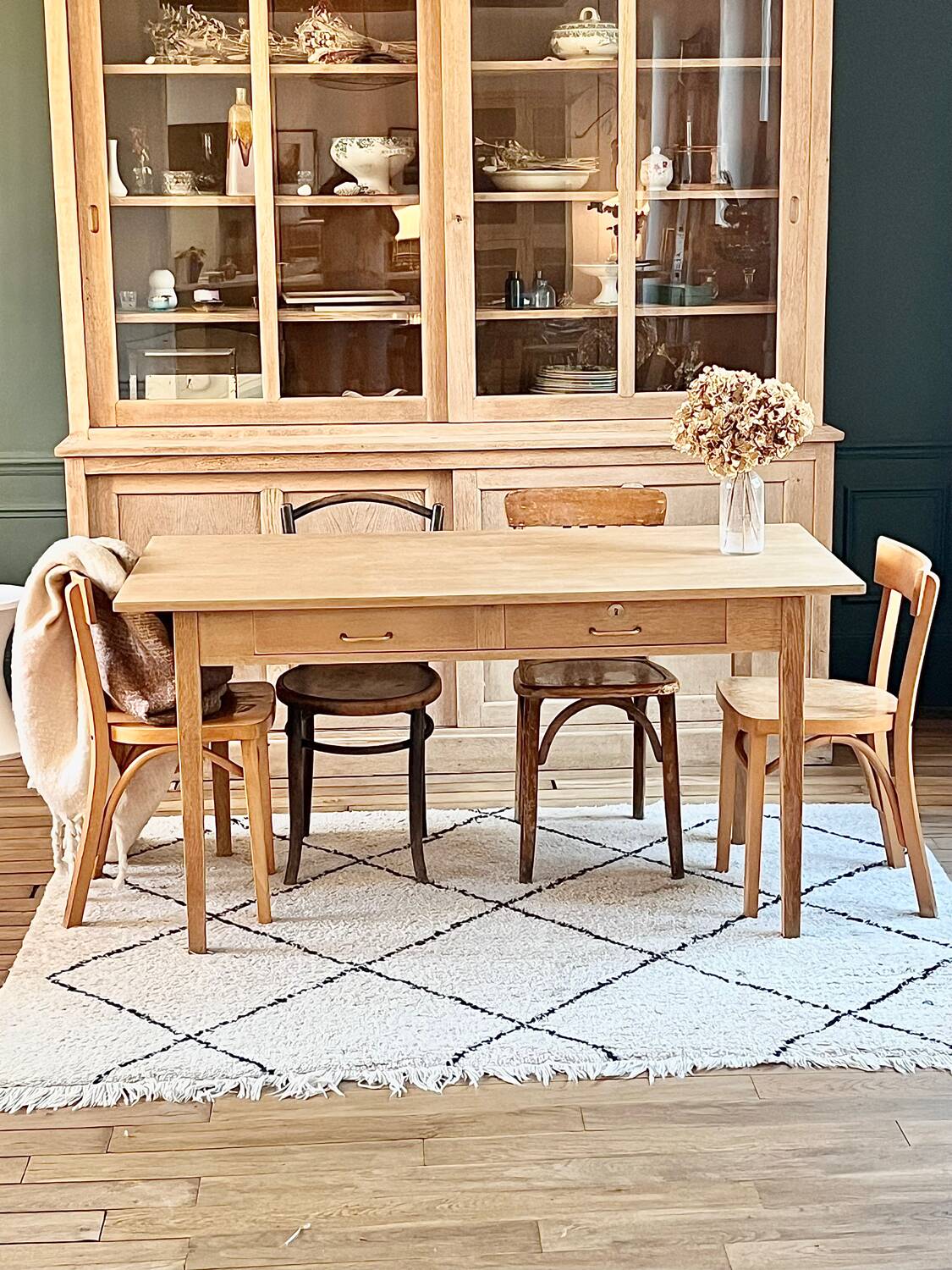 Table vintage année 50 en chêne