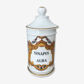 Pot apothicaire porcelaine Sinapis Alba