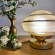 Lampe à poser globe vintage art déco en verre jaune et doré