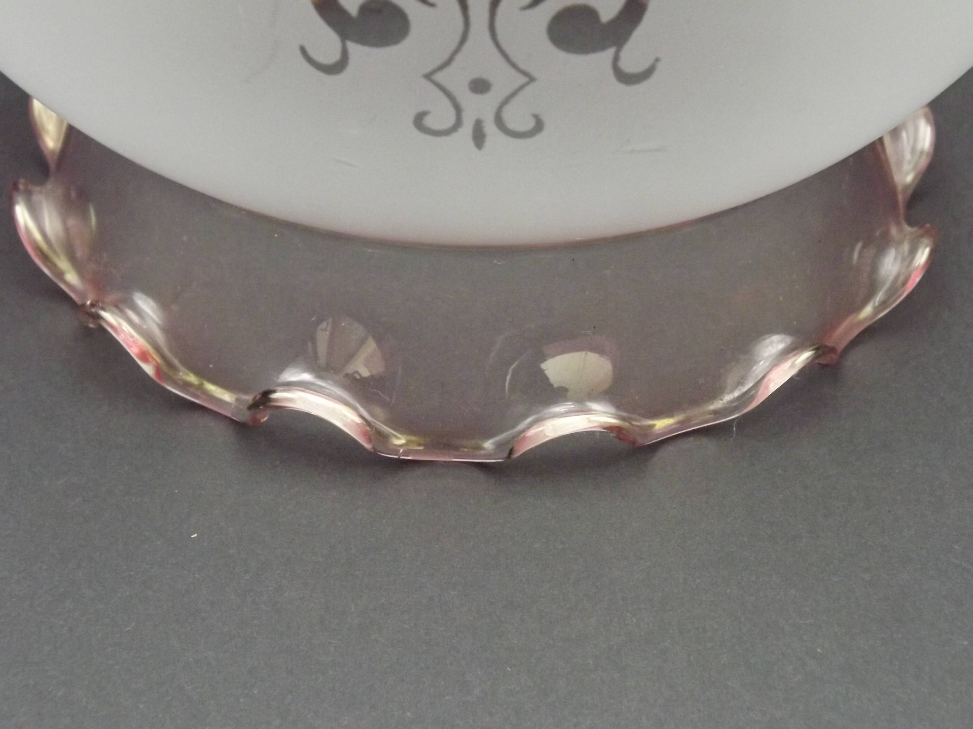French Vintage Mid Century Decorative Replacement Shade Pink Frilled Edge