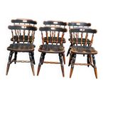 6 solid wood Windsor dining chairs from the 1950s.