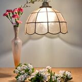 Vintage suspension lamp in mother-of-pearl and brass