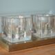 Peill & Putzler wall light, vintage, brass and thick glass wall sconce.