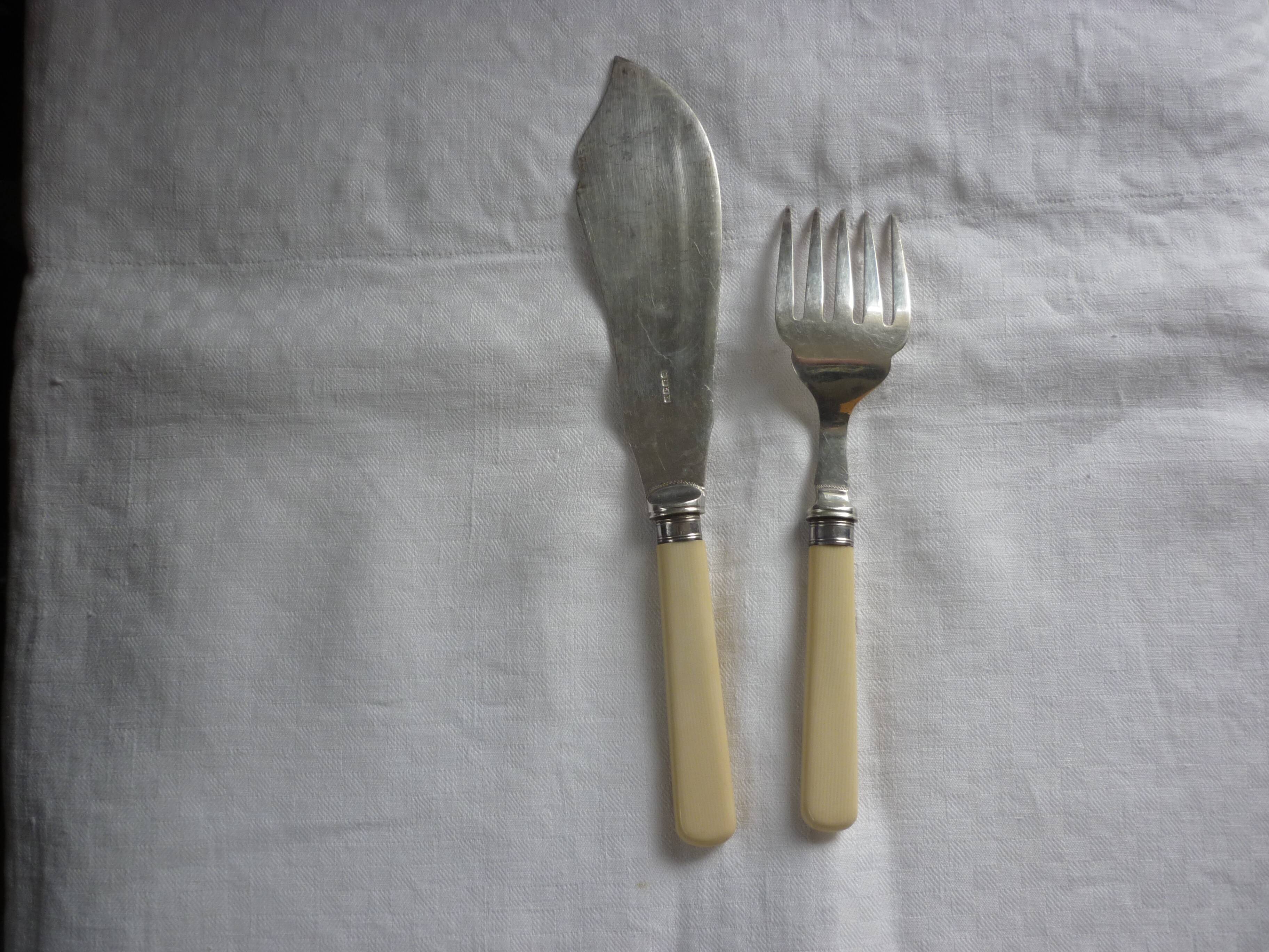 Covered English service fork and knife