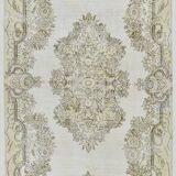 Tapis Persan Vintage Crème Fait Main, Élégance Florale Classique, 194x328