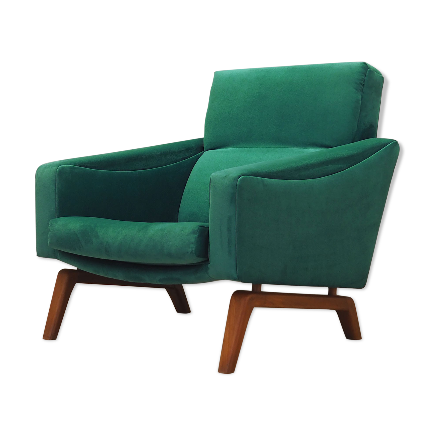 Fauteuil vert, design danois, années 1970, fabriqué au Danemark
