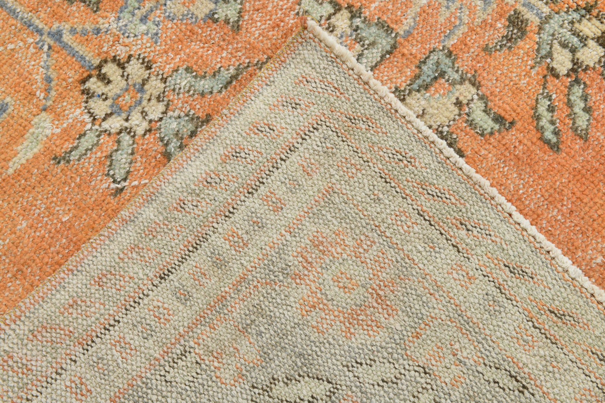 Coral orange 62s vintage rug, 226x331cm