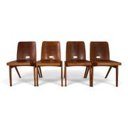 Set of 4 Bauhaus-inspired dining chairs, stackable, 1950